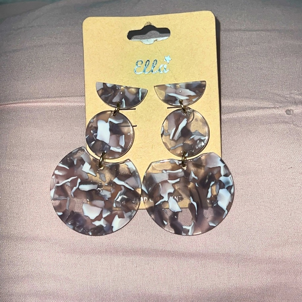 Machete Statement Earrings in Grey Tortoise Shell